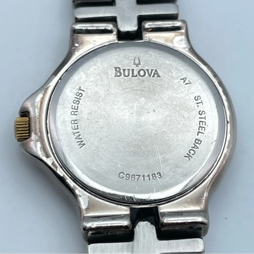 Classic Bulova Two Tone Date Watch Stainless Steel Gold Silver New Battery